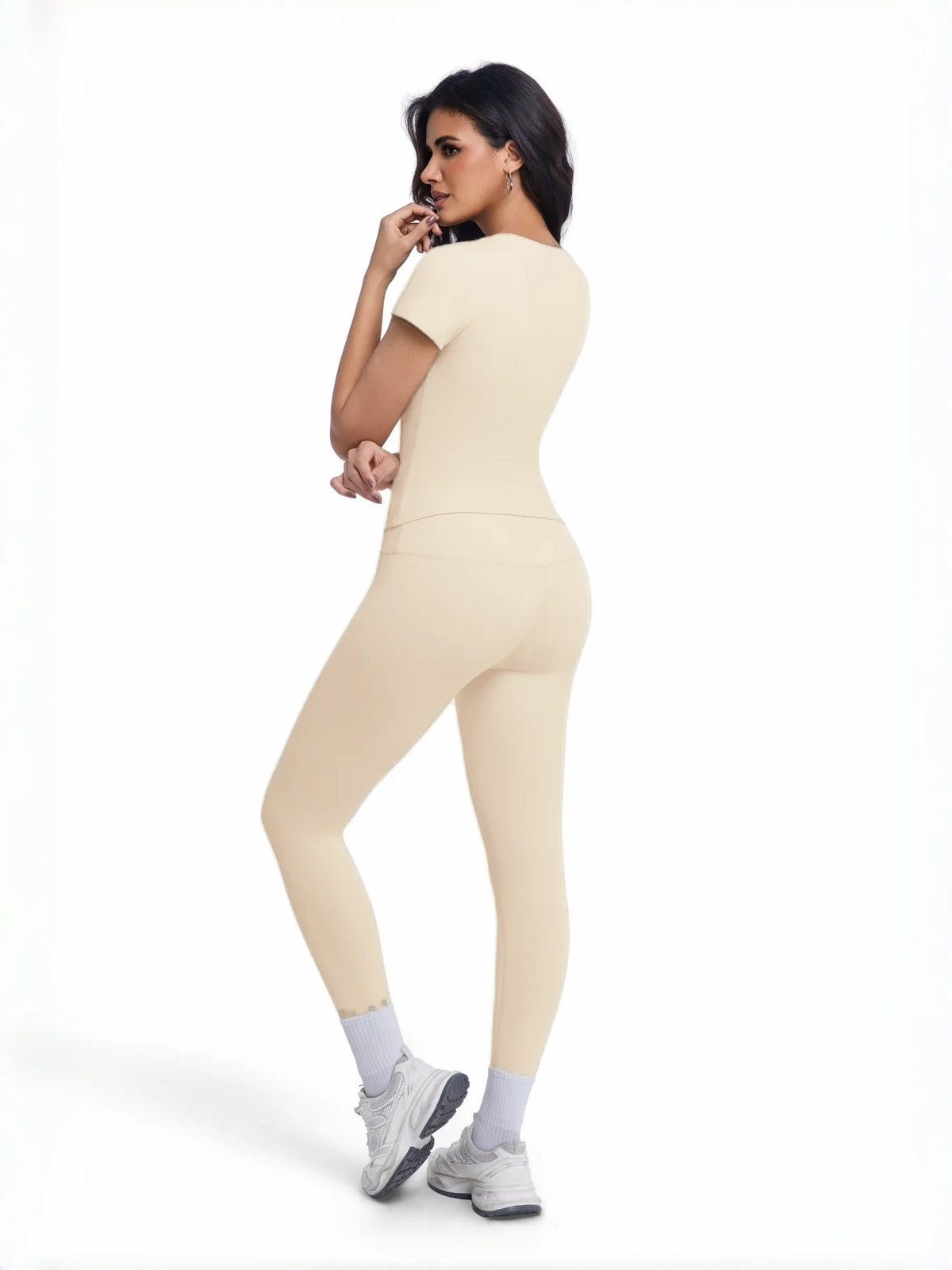 Women's 2 Piece Workout Set, Ultra-Soft Short Sleeve T-Shirt & High