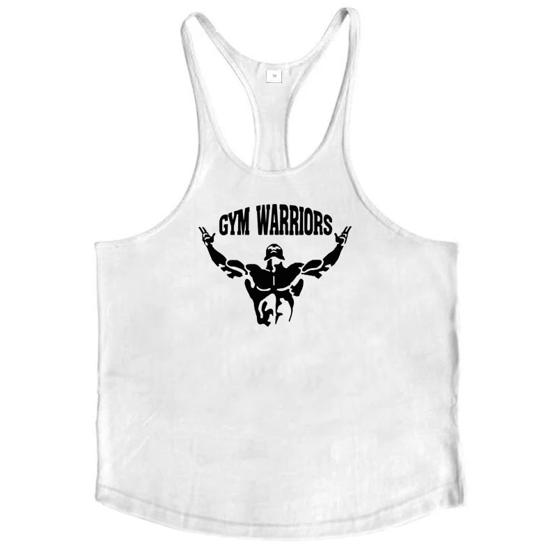 Men's Cotton Gym Warriors Tank Tops Running Vests Y-Back Bodybuilding