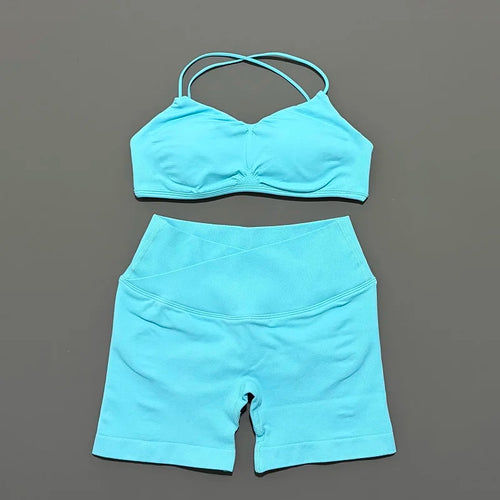 2 Piece Vision Gym Set Women Yoga Crop Top High Waist Scrunch Seamless