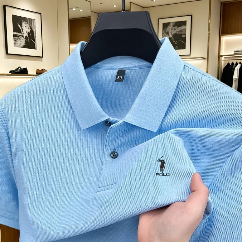 100% pure cotton high-end brand men's short sleeve polo shirt