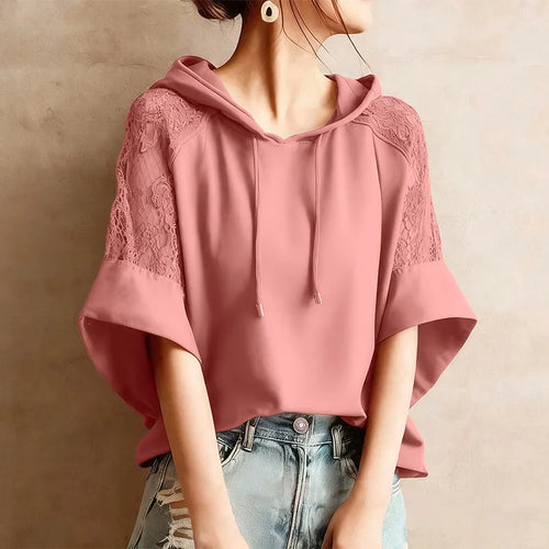 ZANZEA Women Blouse Lace Patchwork Tops Tunic 2026 Summer Half Sleeve