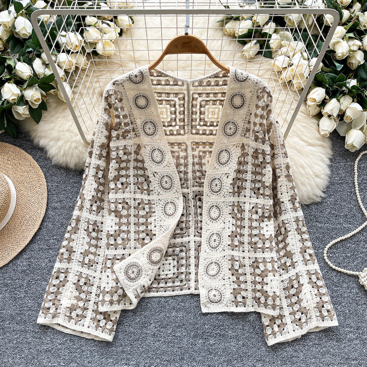 Chic vintage long sleeve print loose Knit  Elegant Fashion Sexy