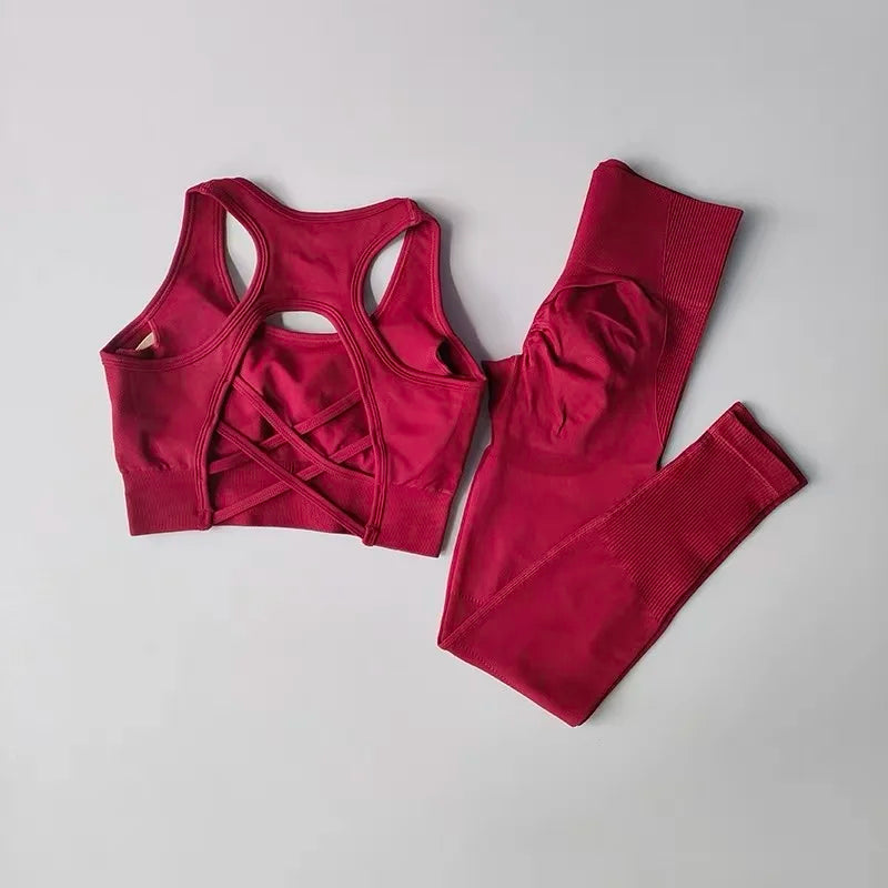 2PCS Sports Bra Women's Set Professional Fitness Tank Top Bra