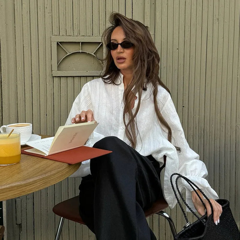 Fashion White Shirts Women Long Sleeve Oversize Blouse 2025 New Spring