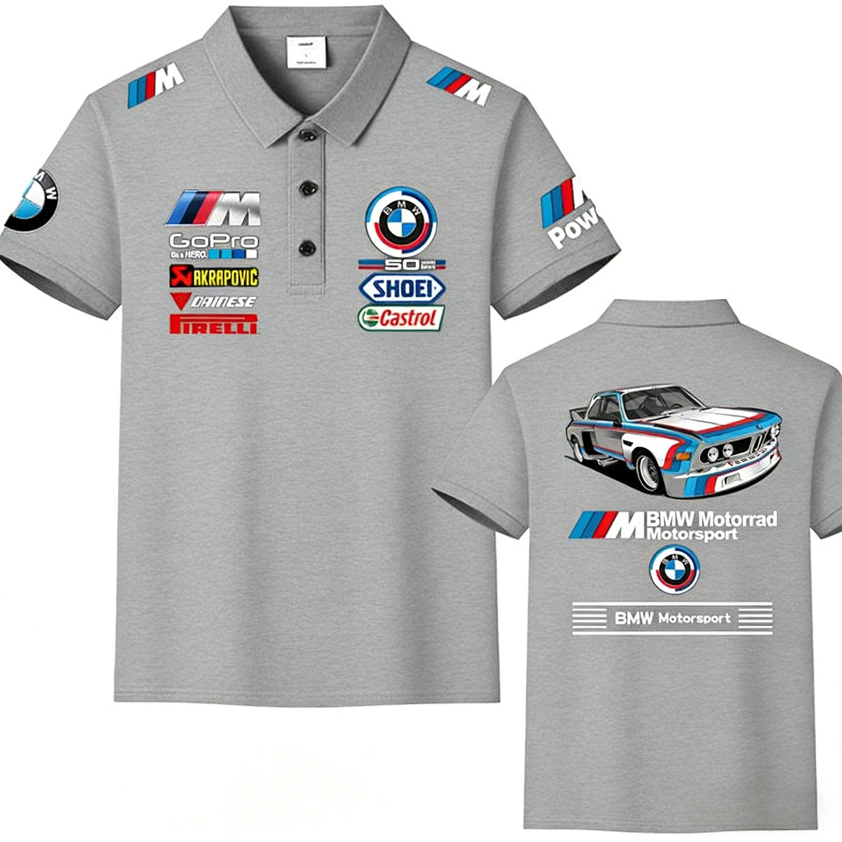 2026 Summer New Y2k BMW Power Polo Shirt for Men, Motorsport Print