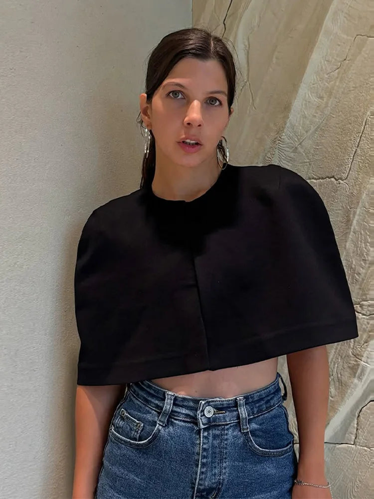 Elegant O Neck Short Cape 2026 Spring New Solid Cropped Shawl For