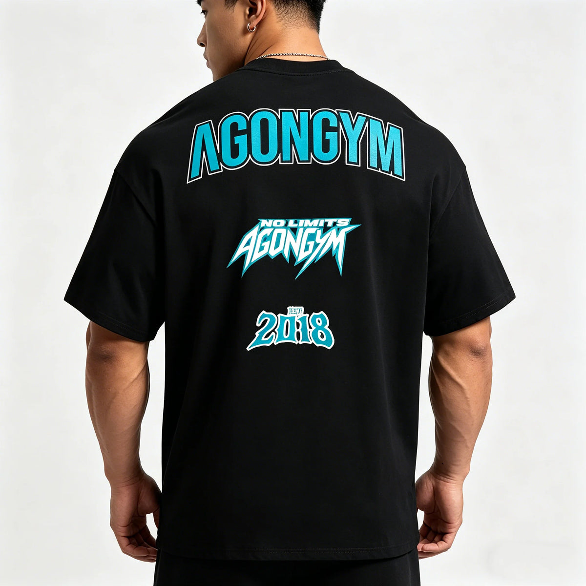 AGONGYM Oversized Loose Summer T-Shirts Short Sleeve Sport Shirts Gym