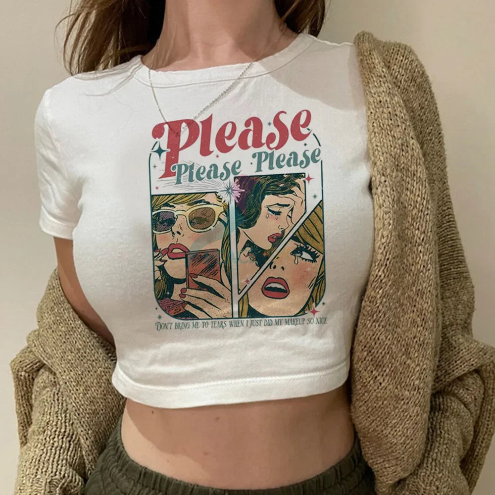 Sabrina Caprenter crop top vintage  gothic  Slim Fit Cute Grunge 2000s