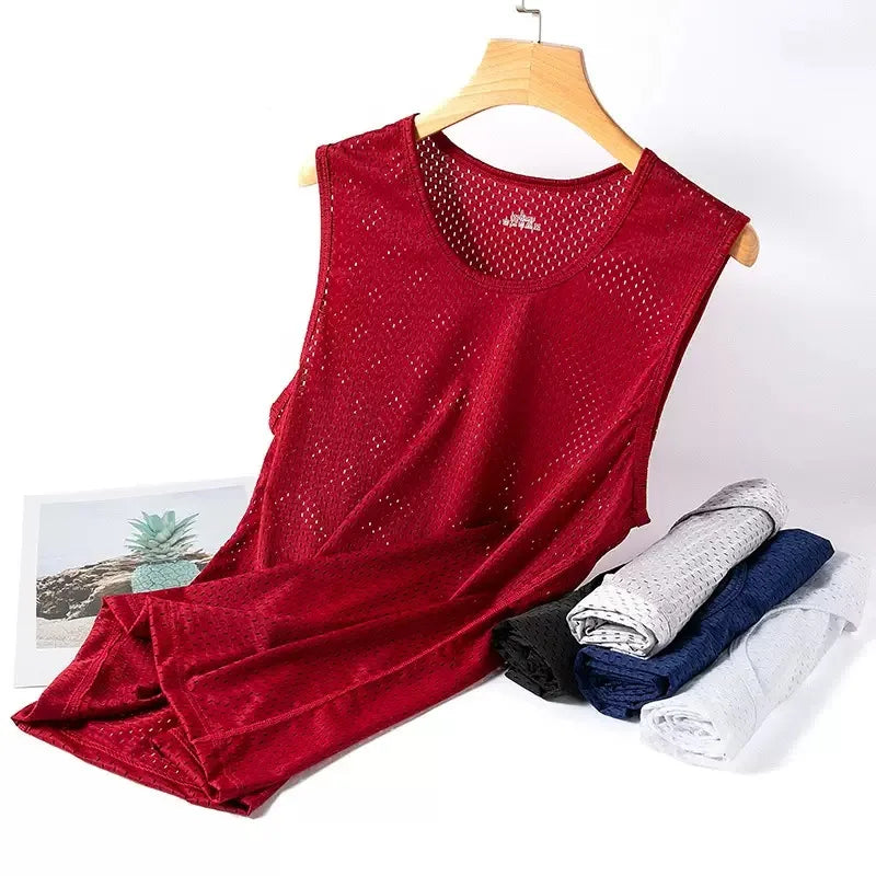 Men's Ice Silk Mesh Vest Lightweight Sports Summer Wear Sleeveless