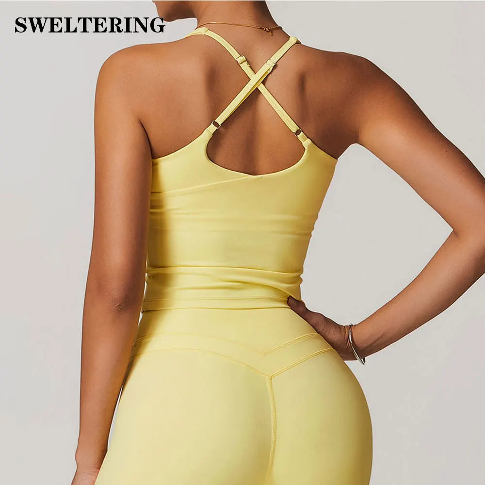 SWELTERING Women Sports Underwear Gym Push Up Bra Training Running