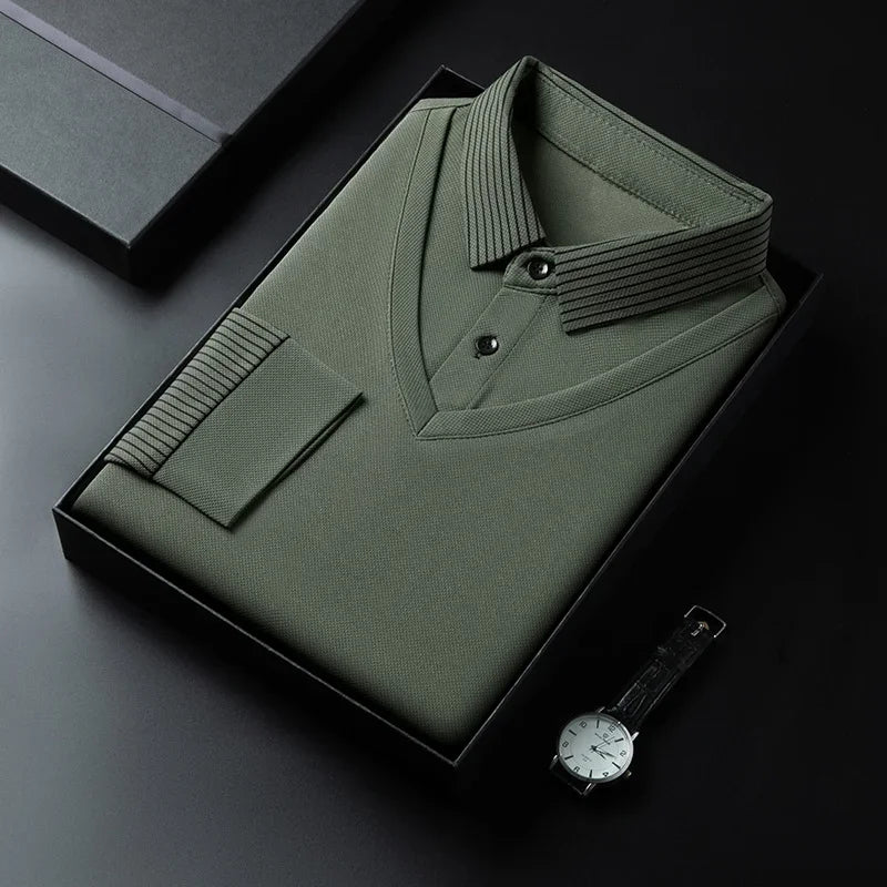 2025 New Men's Casual and Fashionable Long Sleeved Solid Color Fake