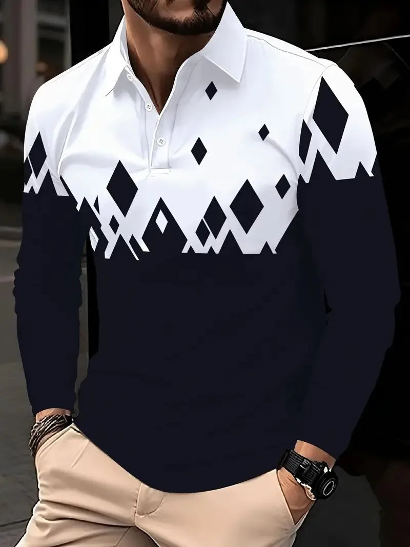 The new men's long-sleeved POLO shirt for Spring and Autumn 2025 is