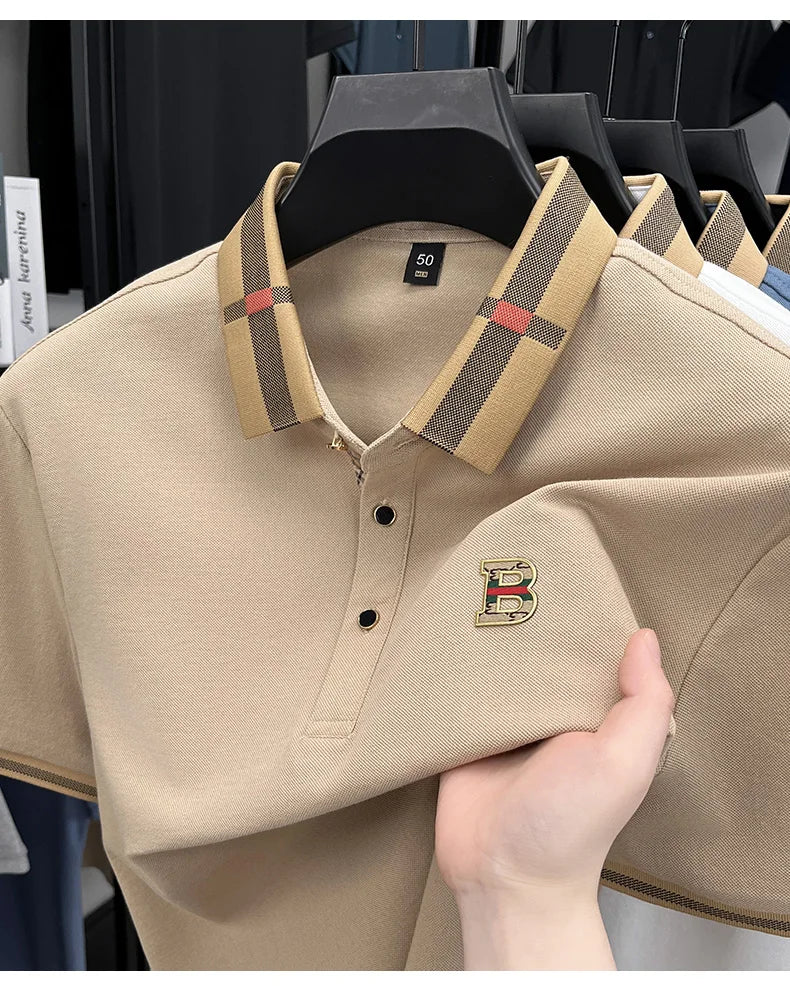 Summer Men's Luxury Brand Letter POLO Shirt Skin Friendly Comfortable