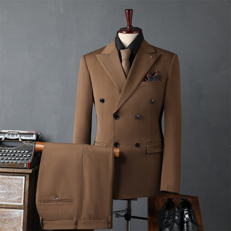 PrestigeForm™ – Men’s Double-Breasted Business Suit Set