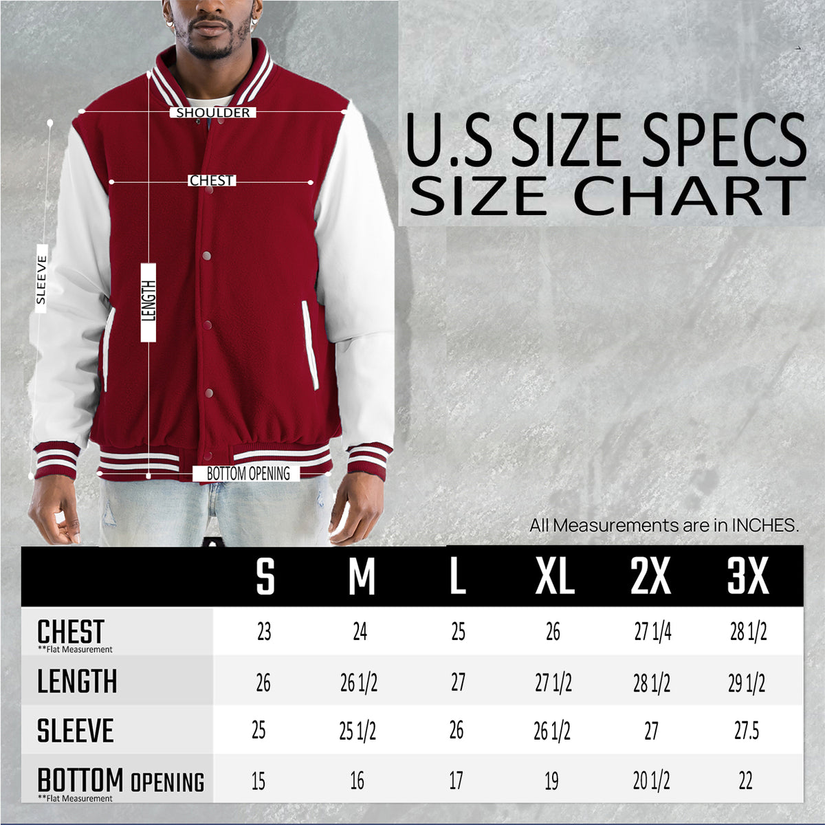 Melton Varsity Letterman Jacket Faux Red White Team Jacket BJ222