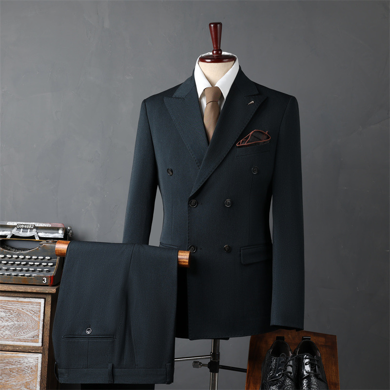 PrestigeForm™ – Men’s Double-Breasted Business Suit Set