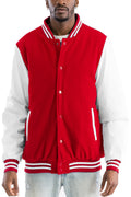 Melton Varsity Letterman Jacket Faux Red White Team Jacket BJ222